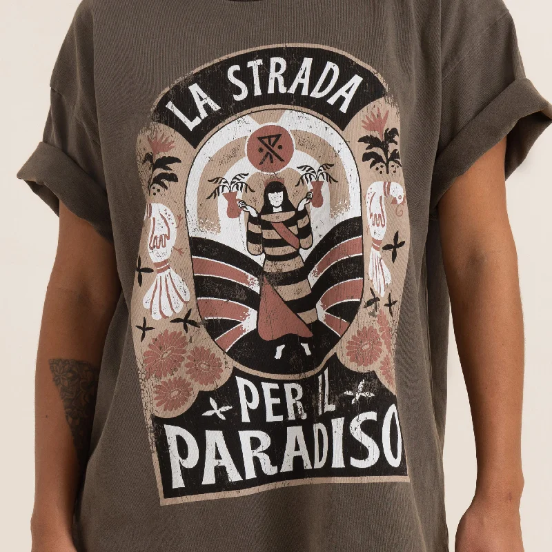 Road To Paradise Oversized Premium Tee - Mocha