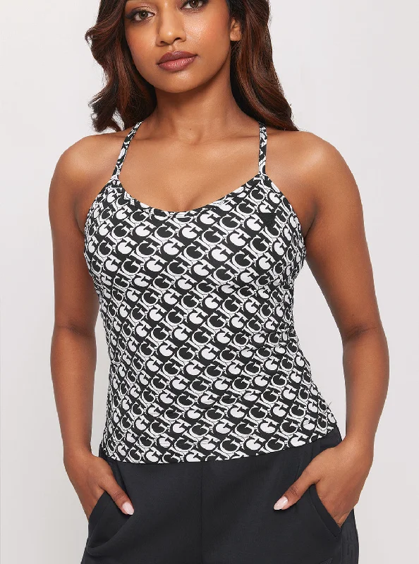 Black White Logomania Active Tank Top