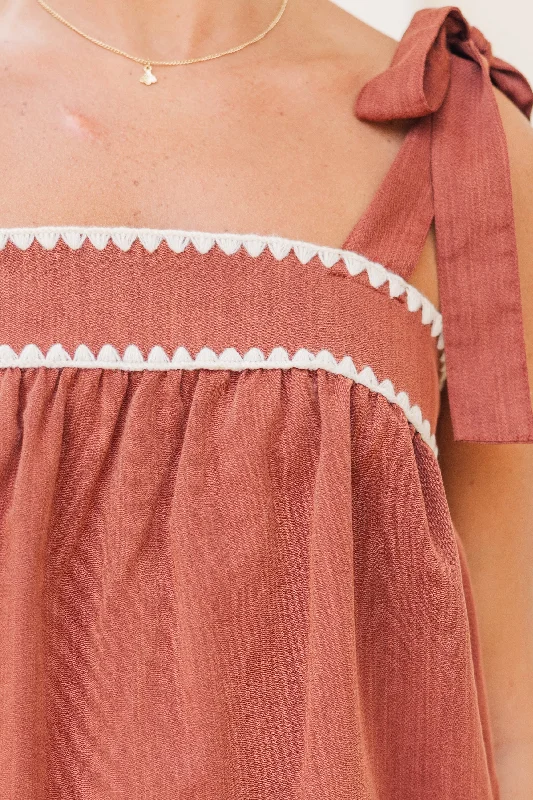 Just The Way It Is Chestnut Brown Scalloped Tank