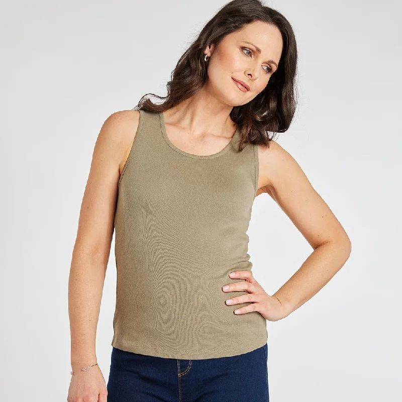 Ladies Essential Crew Vest Khaki