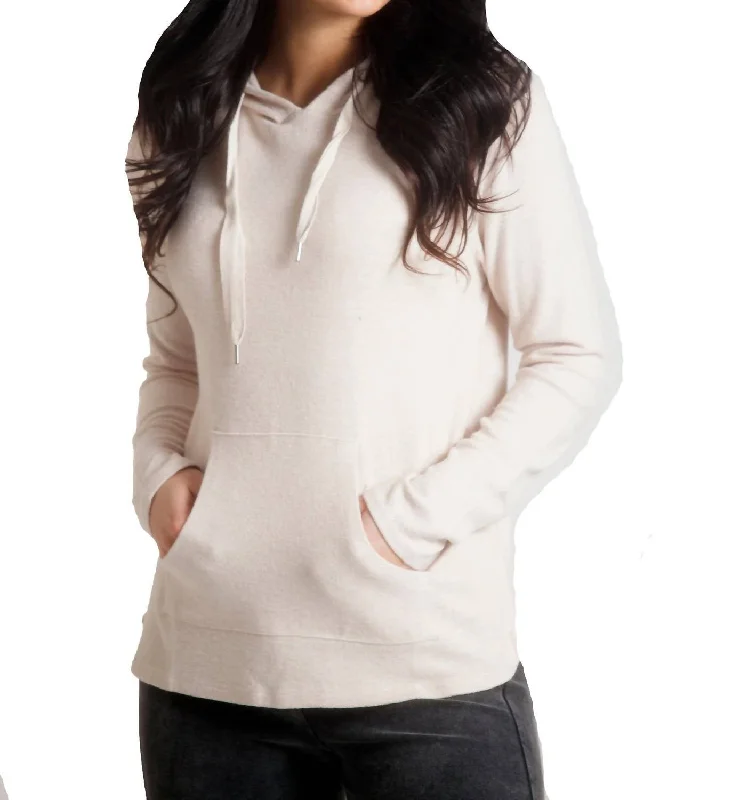 Alyssa Kashmira Hooded Sweatshirt W/ Drawstrings In Beige