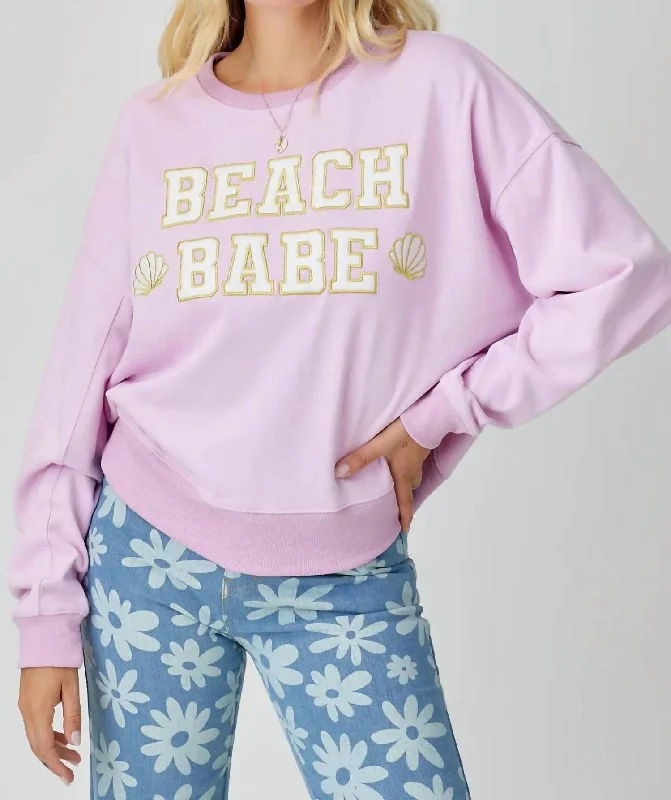 Beach Babe Patch Sweatshirt In Pink