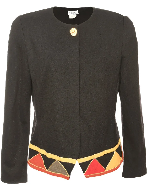 Button Front Black Jacket - M