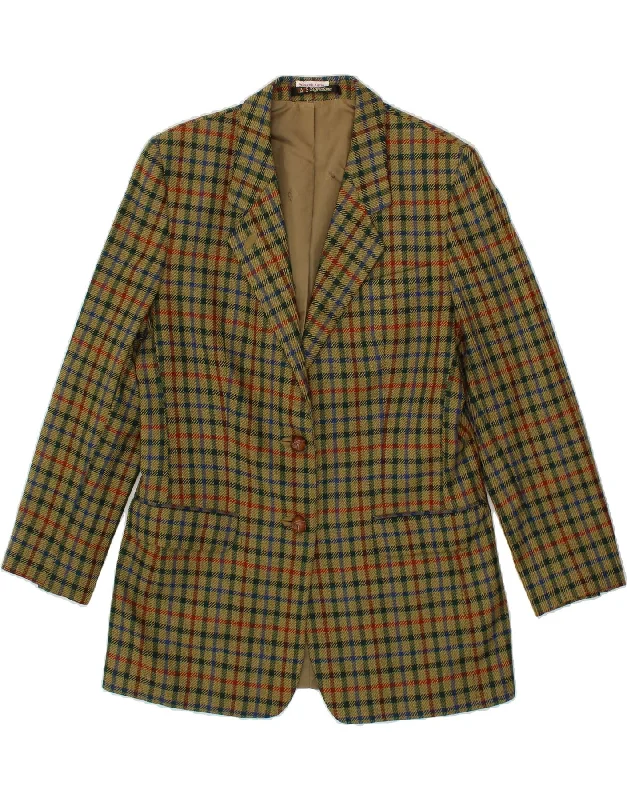 DAKS Womens 2 Button Blazer Jacket UK 14 Large  Green Check New Wool