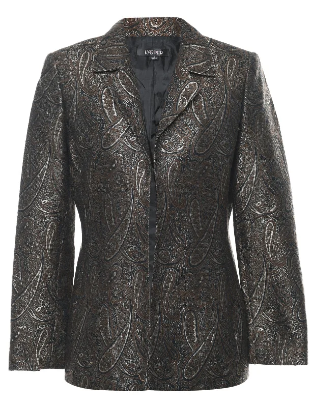 Paisley Pattern Black & Silver Blazer - M