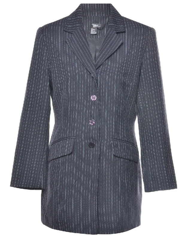 Pinstriped Black & Blue Blazer - M