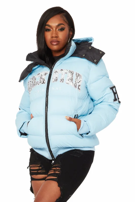 Latoya Baby Blue Oversized Puffer Jacket