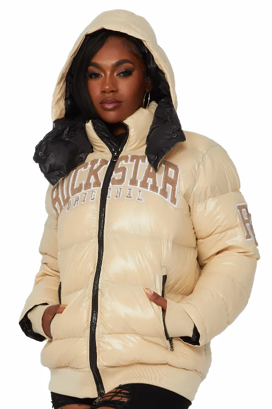 Esmeralda Beige Oversized Puffer Jacket