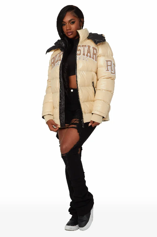 Esmeralda Beige Oversized Puffer Jacket