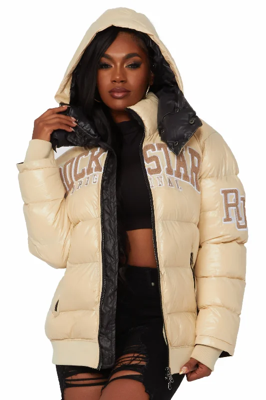 Esmeralda Beige Oversized Puffer Jacket