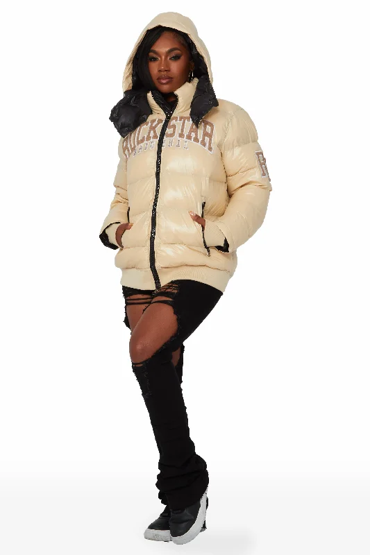 Esmeralda Beige Oversized Puffer Jacket