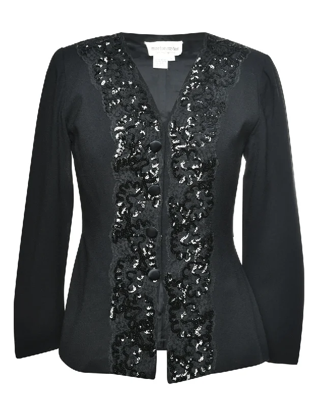 Sequins Black Evening Jacket - M