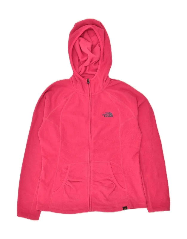 THE NORTH FACE Womens Hooded Fleece Jacket UK 14 Medium Pink Polyester