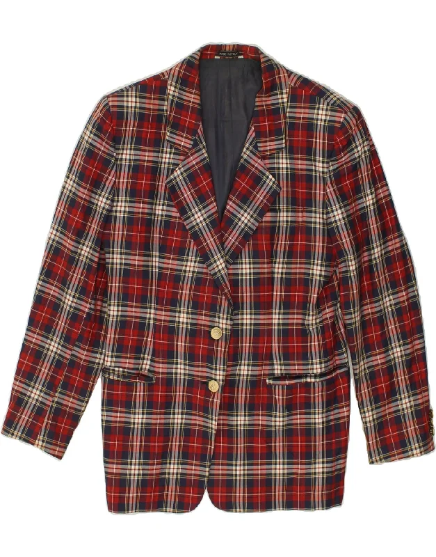 VINTAGE Womens 2 Button Blazer Jacket IT 58 5XL Red Check