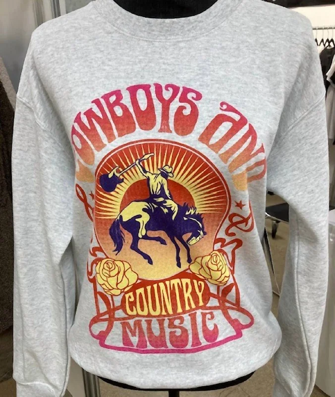 Women's Cowboys & Music Sweatshirt In Grey