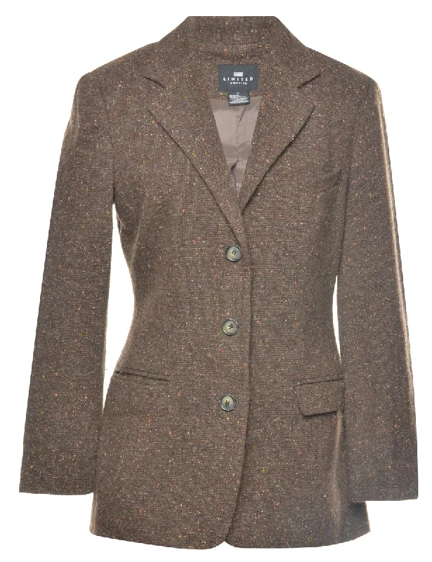 Woollen Brown Textured Blazer - S