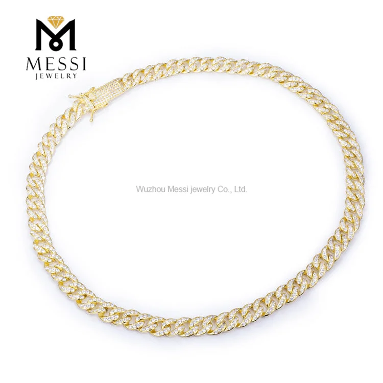 925 Sterling Silver 18k Gold Plated Men's Cuban Chain Link Necklace