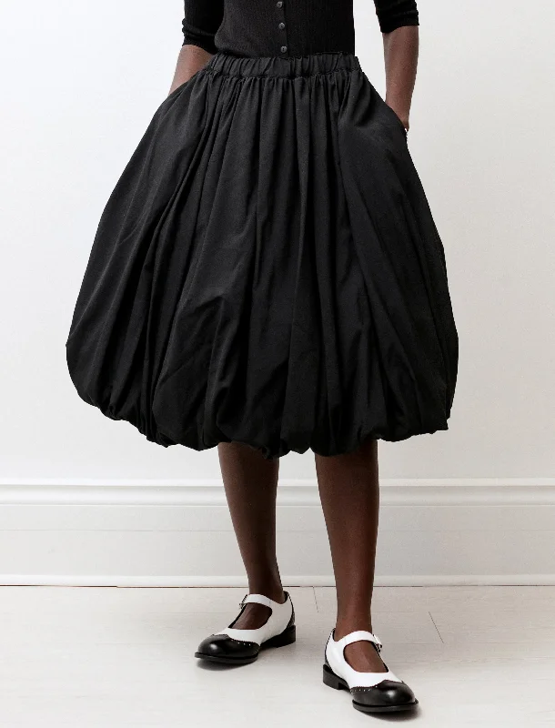 Wool Balloon Hem Skirt Black