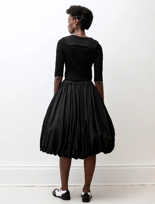 Wool Balloon Hem Skirt Black