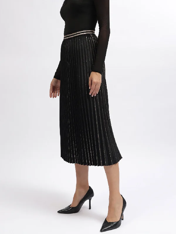 Centre Stage Women Black Solid Flare Fit Skirt