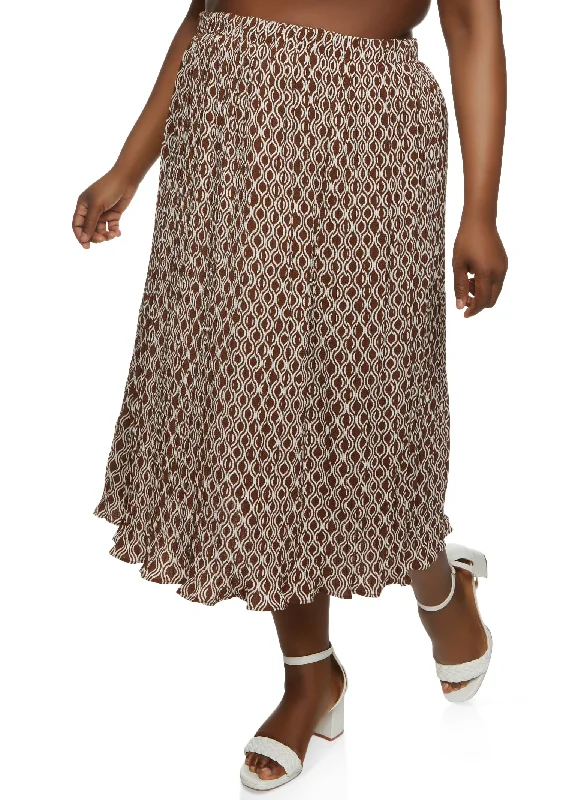 Plus Size Printed Maxi Skirt