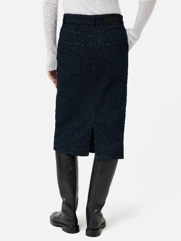 Denim Pencil Midi Skirt | Indigo