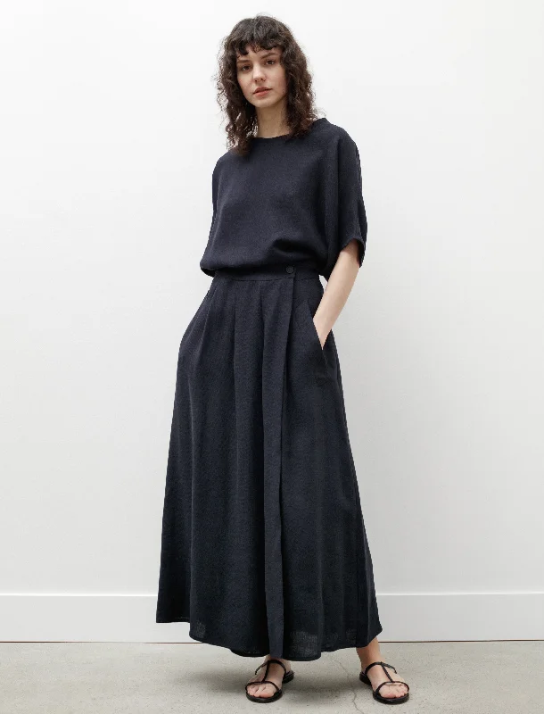 Long Skirt Linen Navy