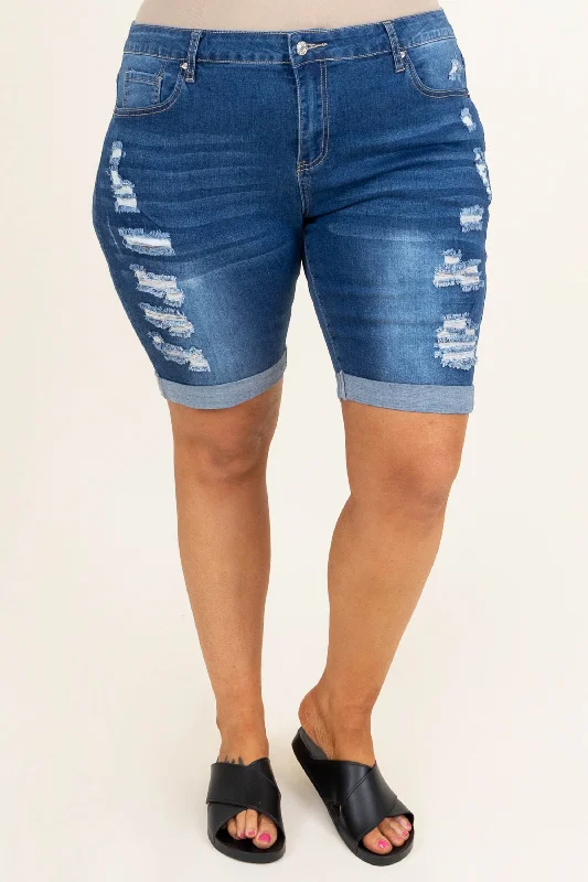 Embracing The Sun Shorts, Dark Wash