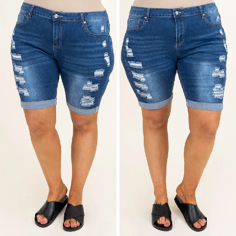 Embracing The Sun Shorts, Dark Wash