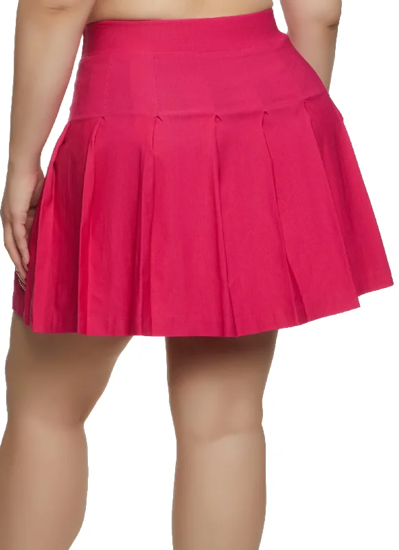 Plus Size Crepe Knit Pleated Skirt