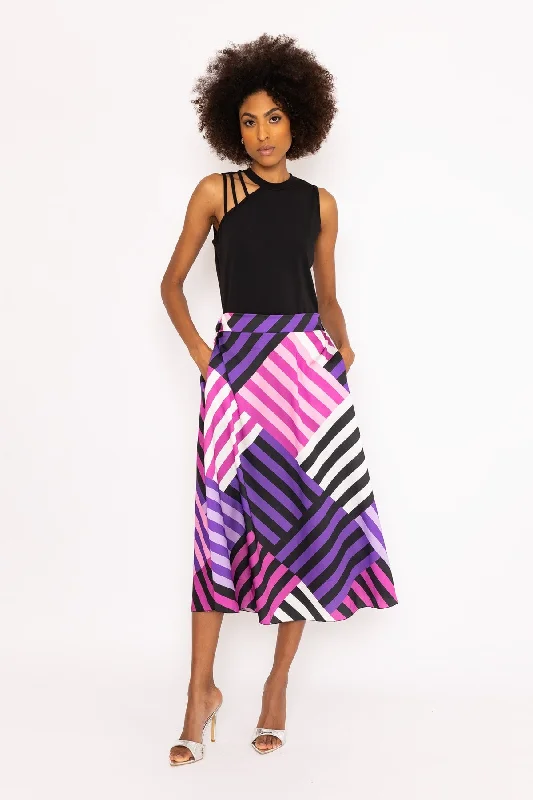 Purple Sateen Midi Skirt