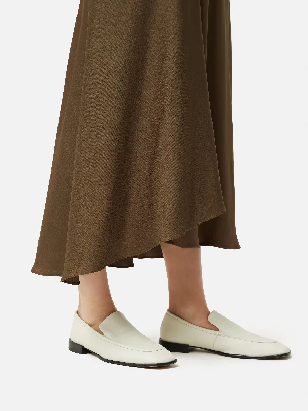 Satin Bias Asymmetric Skirt | Dark Khaki