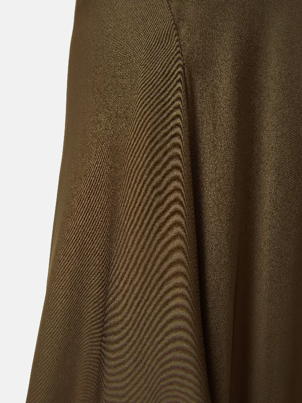 Satin Bias Asymmetric Skirt | Dark Khaki