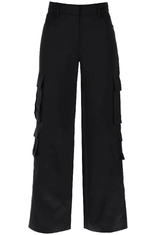 Self portrait satin cargo pants for men SS24 192P B BLACK