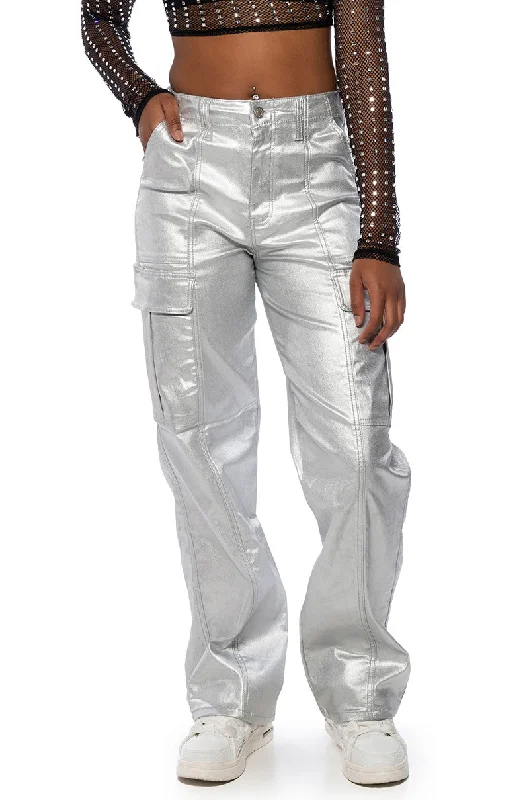 SPACE CADET WIDE LEG METALLIC PANT