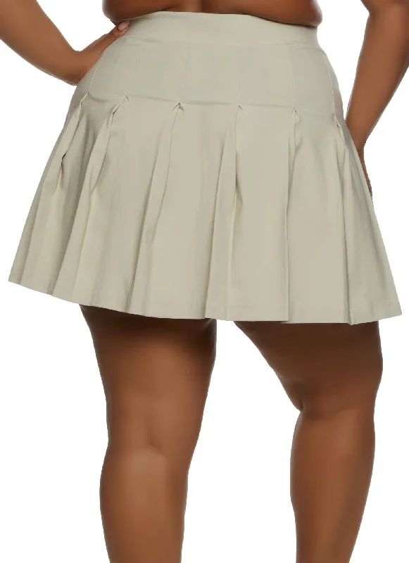 Plus Size Crepe Knit Pleated Skirt