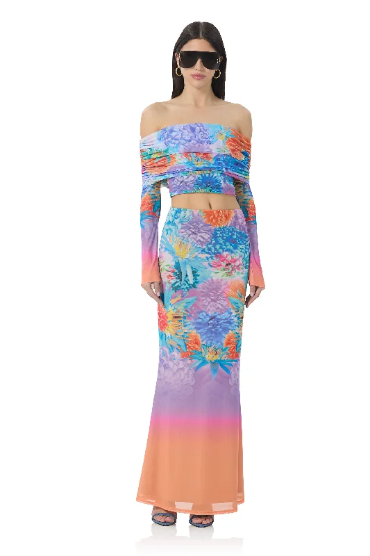 Tegan Maxi Skirt - Neon Botanical