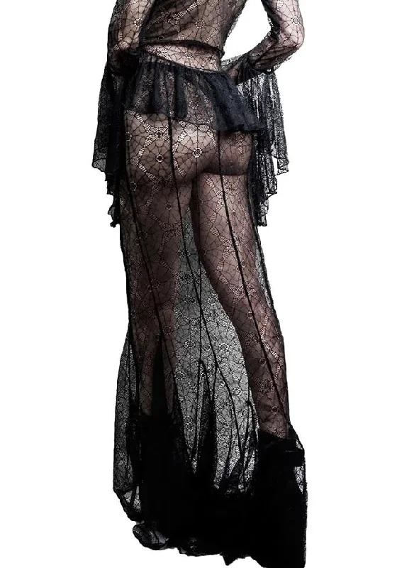 Webutante Mesh Spiderweb Maxi Skirt