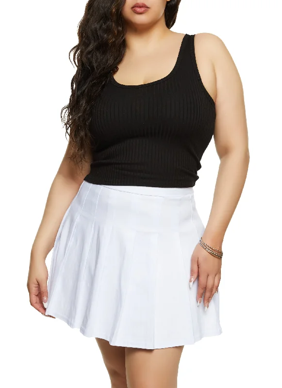 Plus Size Pleated Mini Skirt