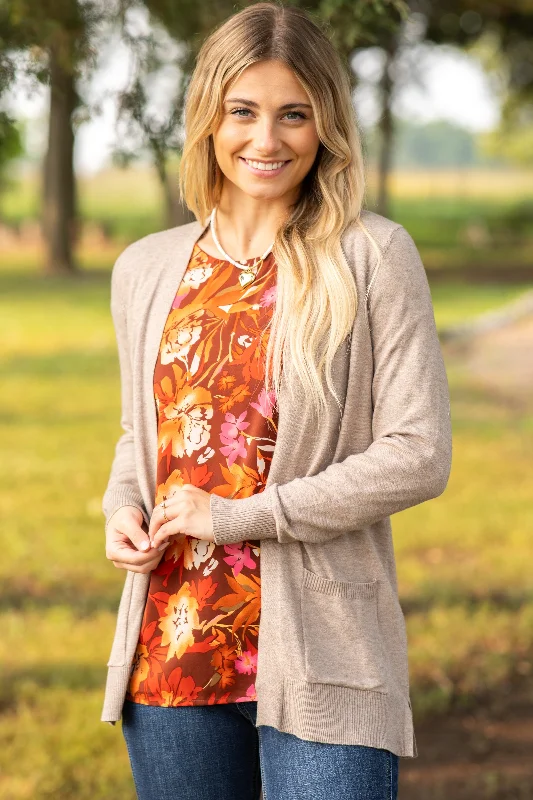 Burnt Orange and Pink Floral Smocked Cuff Top