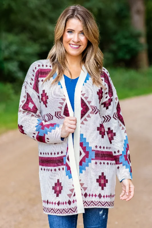 Cream Multicolor Aztec Cardigan