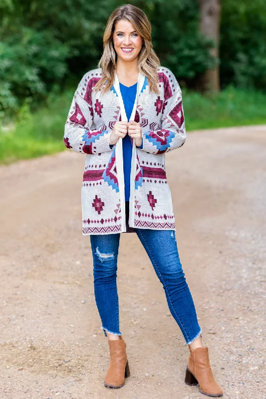 Cream Multicolor Aztec Cardigan