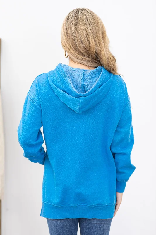 Dusty Blue Pigment Dyed Fleece Hoodie