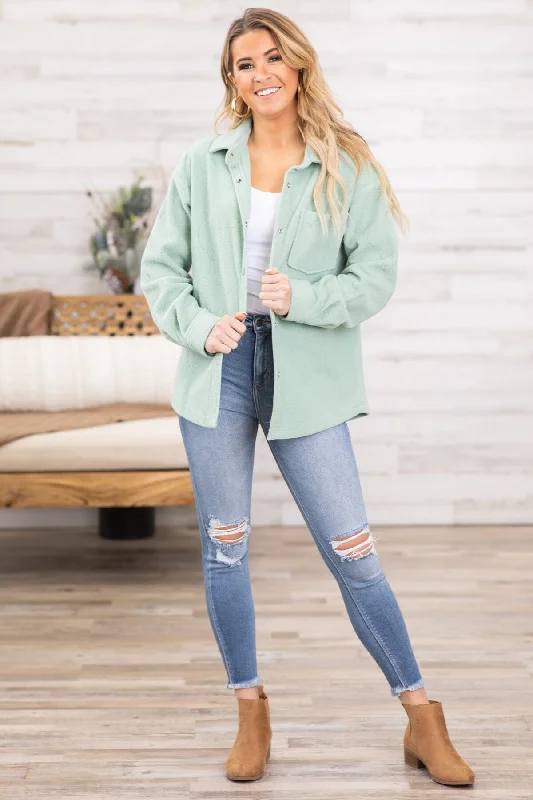 Mint Quilted Fleece Shacket