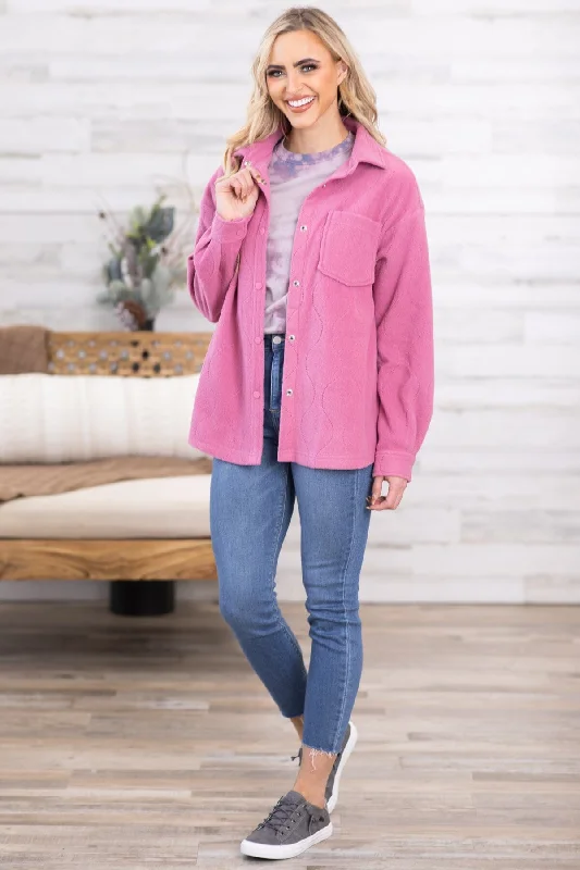 Pink Quilted Fleece Shacket