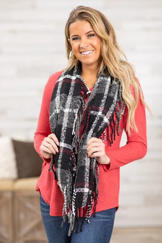 Red Top and Plaid Infinity Scarf Bundle